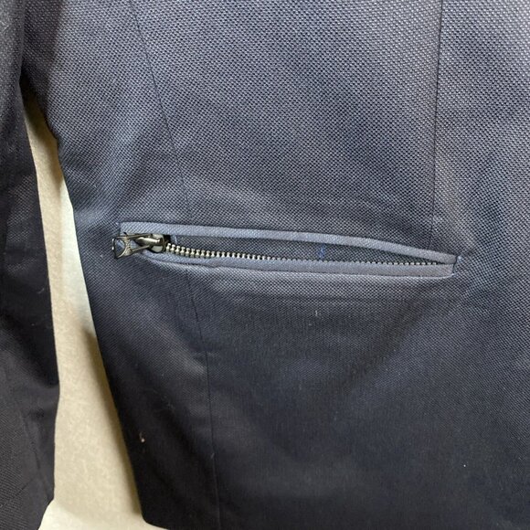 Jos A Bank Blazer Mens L Navy Blue Wool Blend Travel Tech Sport Coat 2 Button - Picture 3 of 10